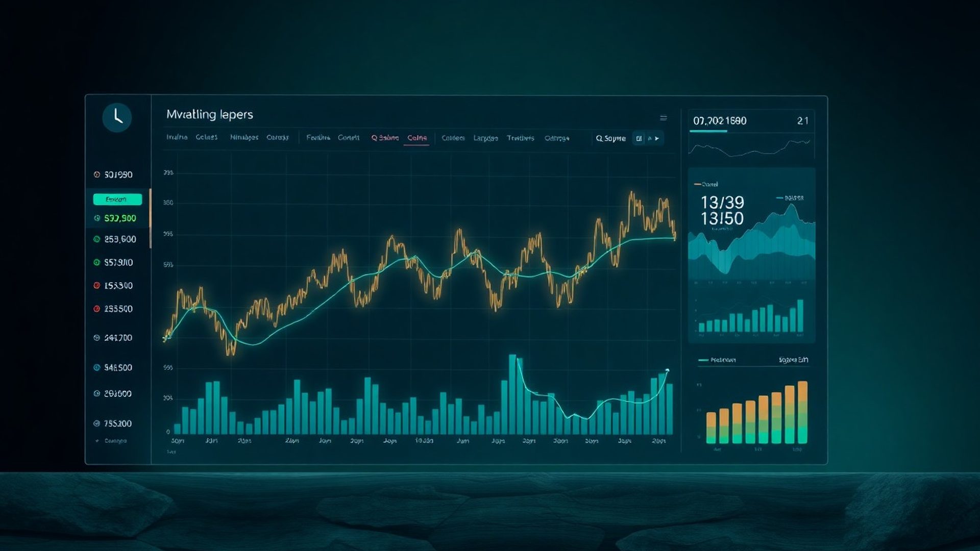 Nadzorni panel platforme Atelje Kovačič z živimi trading grafi